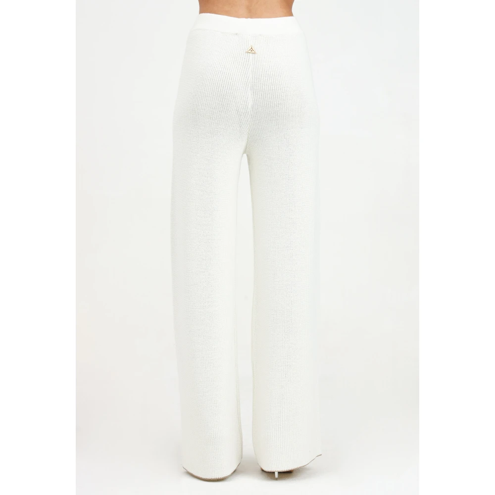 Akep Elegante Gebreide Wijde Pijp Broek Beige Dames
