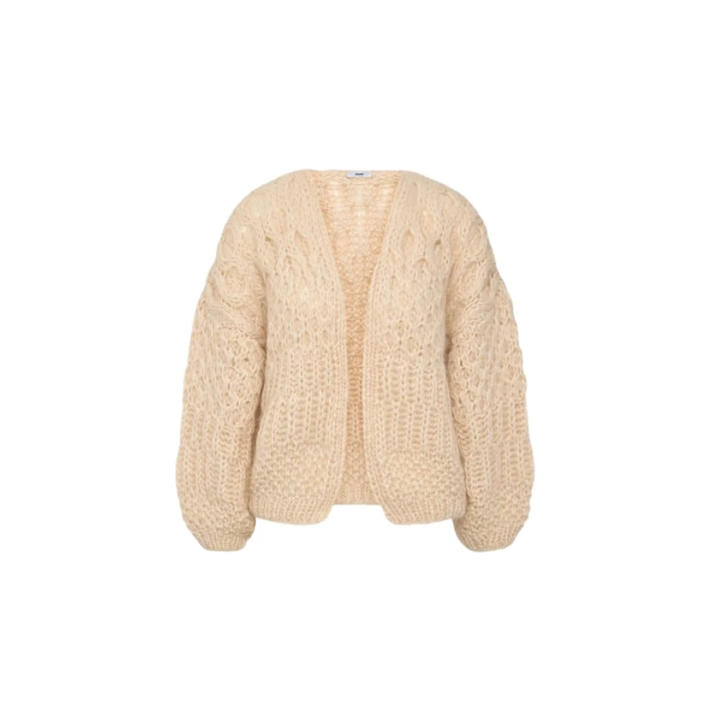 Maiami Mohair Structuren Bomber Cardigan Beige Dames