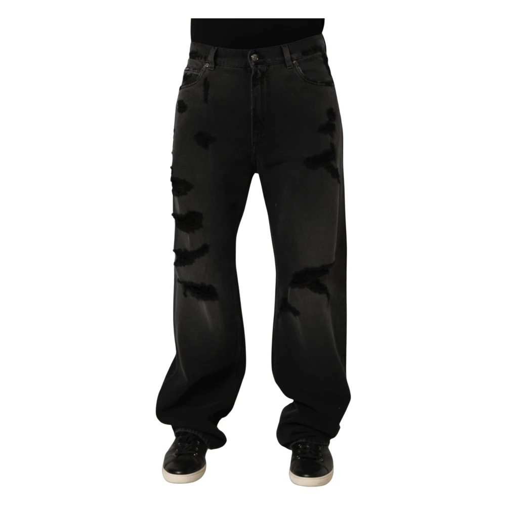 Dolce & Gabbana Dark Gray Distressed Oversize Men Denim Jeans - IT48 | M - Image 2