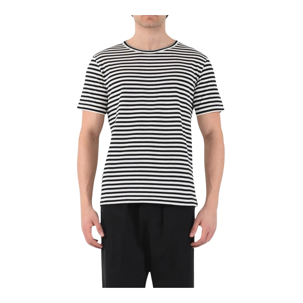 Mauro Grifoni Gestreept T-shirt met ronde hals en halve mouw White Heren