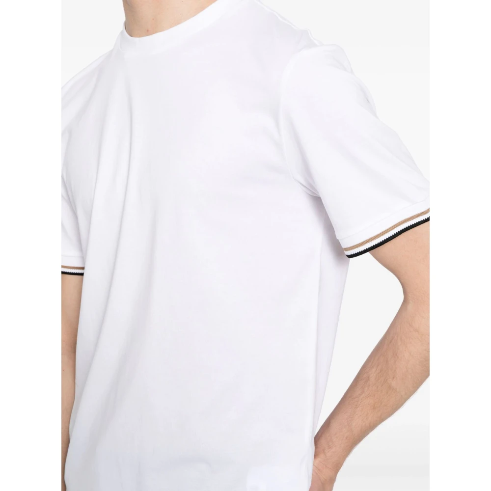 Hugo Boss T-shirt met Contrast Bies White Heren