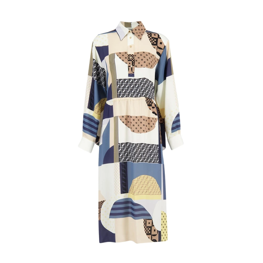 Fendi Women's Multicolor Multicolour Patchwork Satin Midi Dress - Midi Dresses - Xs - Dresses