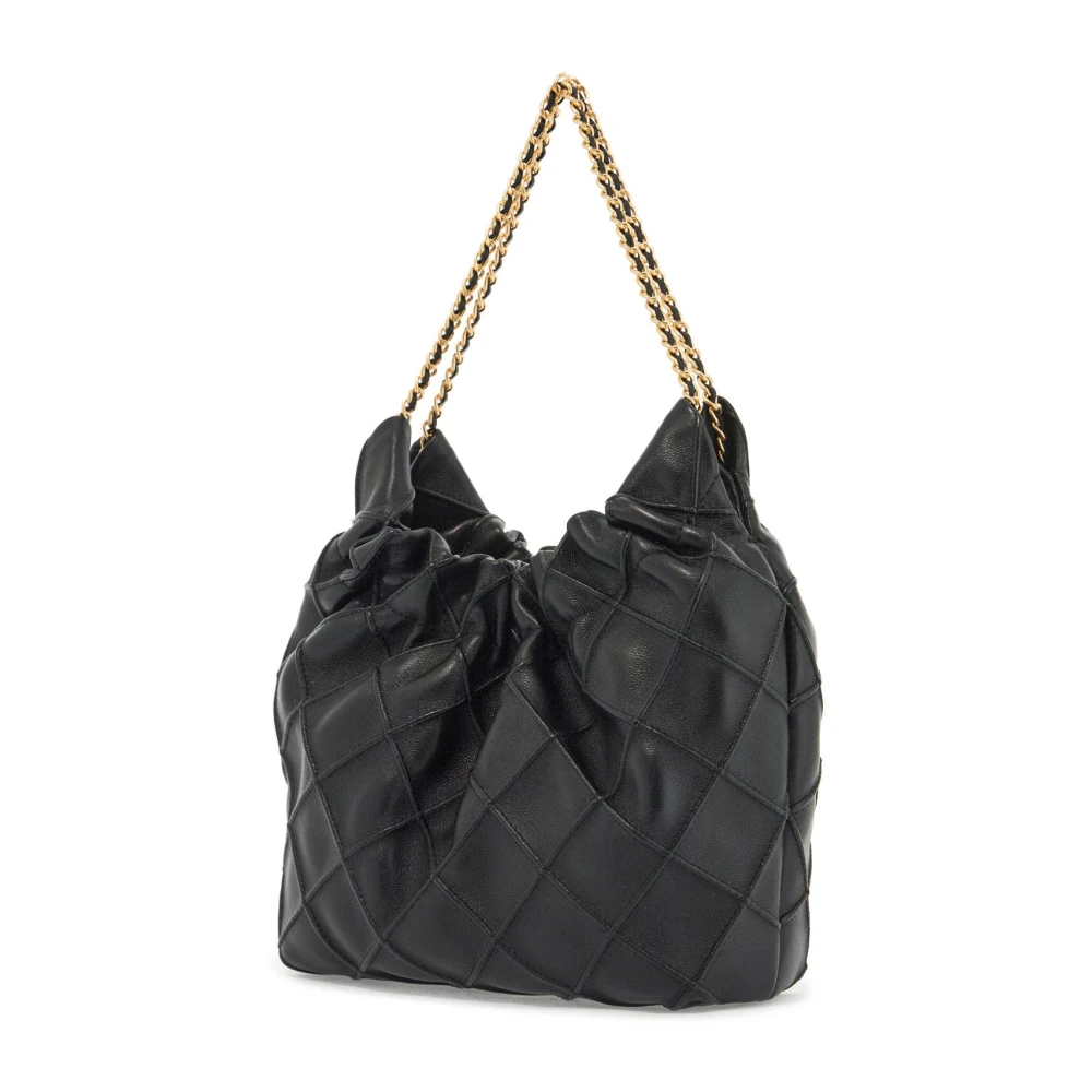 TORY BURCH Gewatteerde Leren Mini Tas met Gerimpelde Rand Black Dames