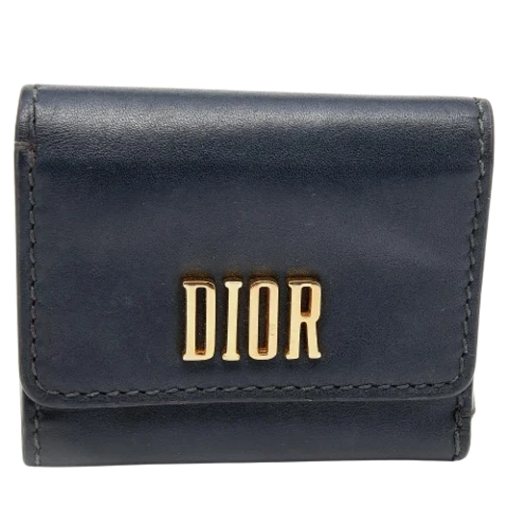 Dior Vintage Pre-owned Leather wallets Gray Dames