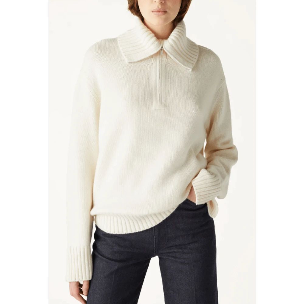 Loro Piana Witte Cashmere Half-Zip Sweater White Dames