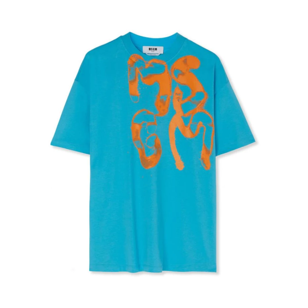 Msgm Katoenen T-shirt Blue Heren