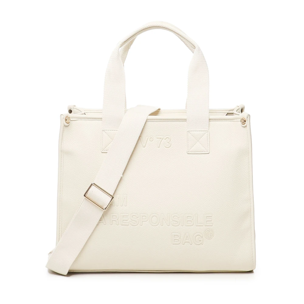 V73 Stijlvolle Witte Winkel Tas met Logo White Dames