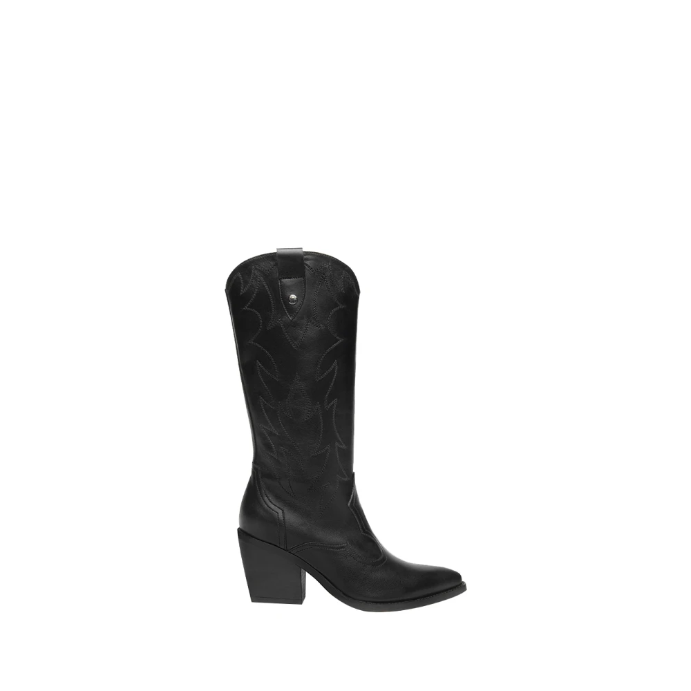 Nerogiardini Women's Black Cowboy & Biker Boots, 4 Uk, Suede Boots With Buckle Detail