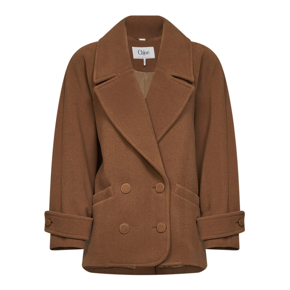 Chloé Brown Short Double-Breasted Coat - Female - Double-Breasted Coats - Xs - Coats