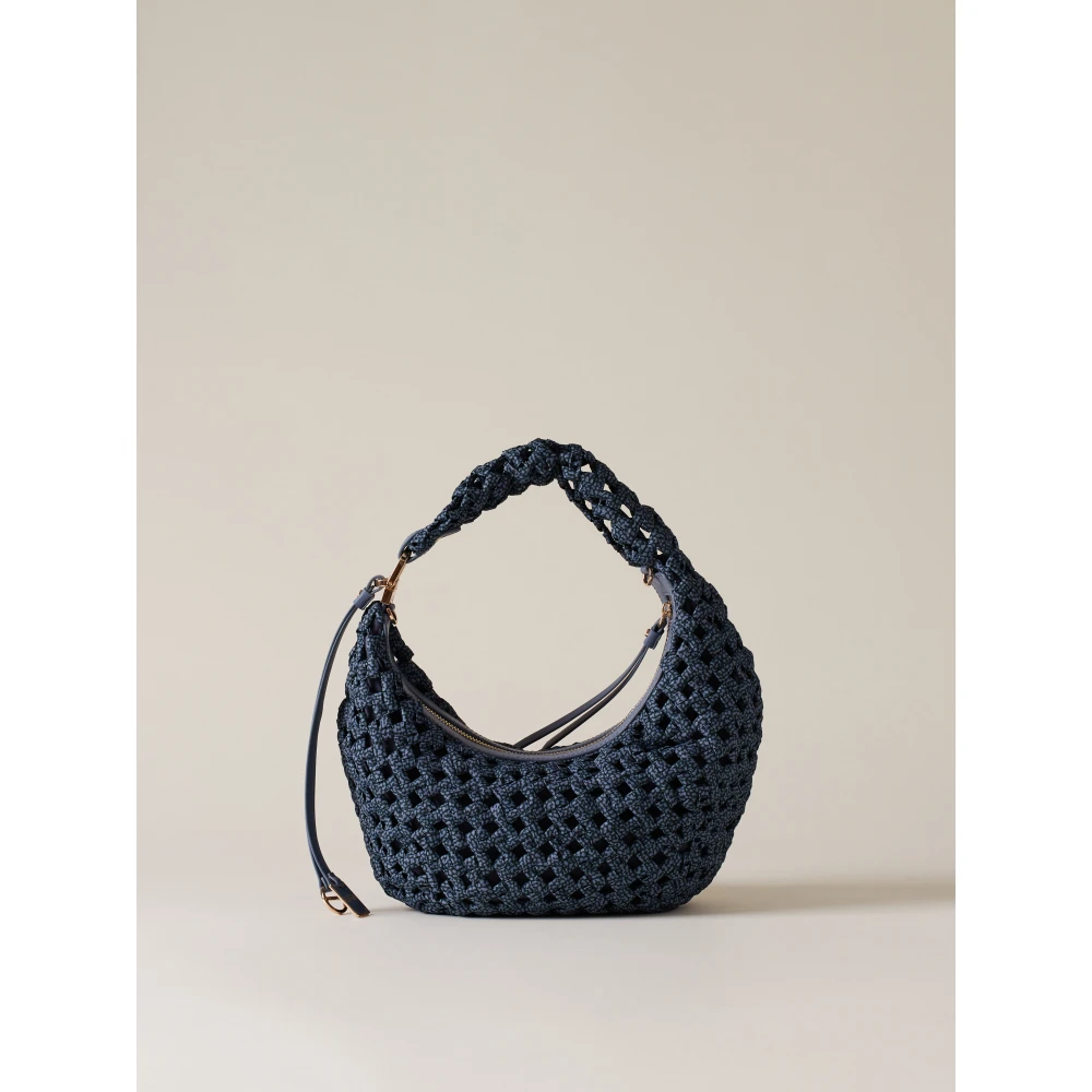 Borbonese Unieke Nido-lijn Handtas met Leren Details Blue Dames