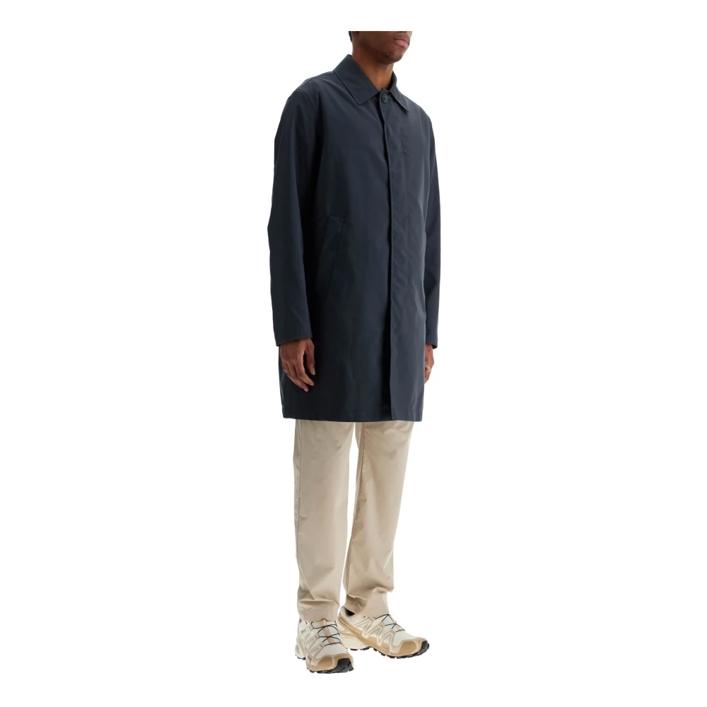 Herno Blauwe Waterdichte Jas met Knoopsluiting Blue Heren