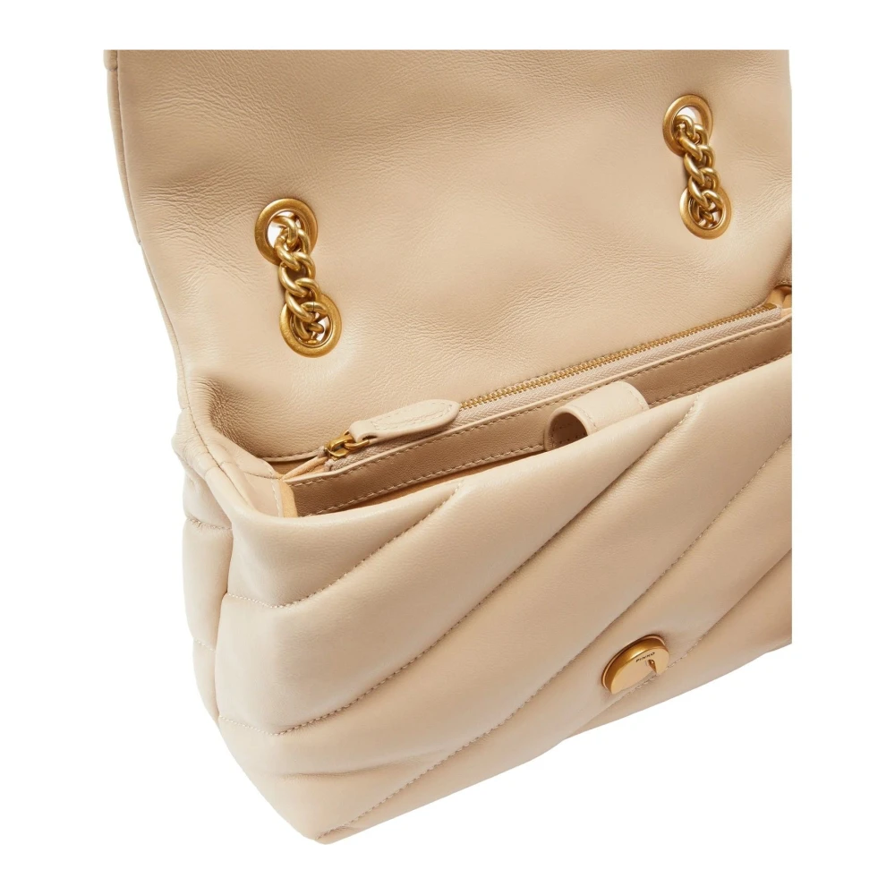 pinko Leren schoudertas met modelnaam Beige Dames