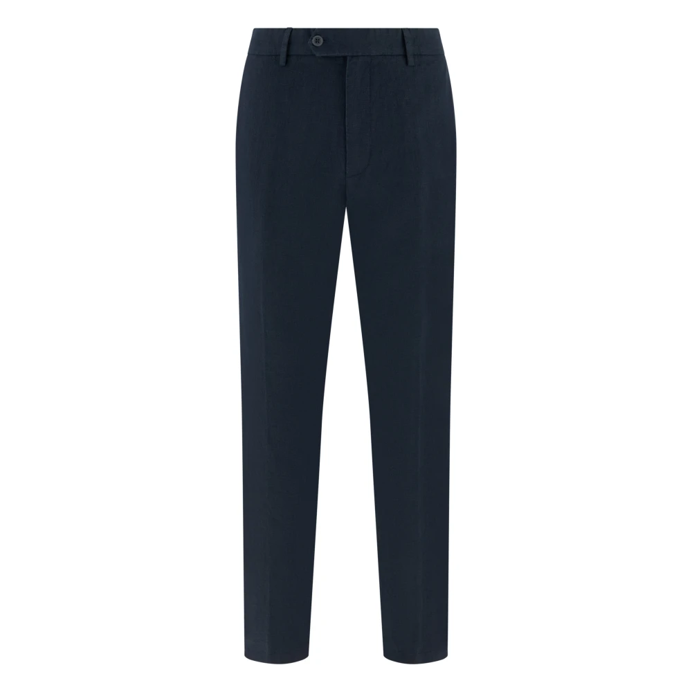 Boggi Milano Mannelijk Blauw Broeken Heren, W31, Linnen, Linnen Broeken