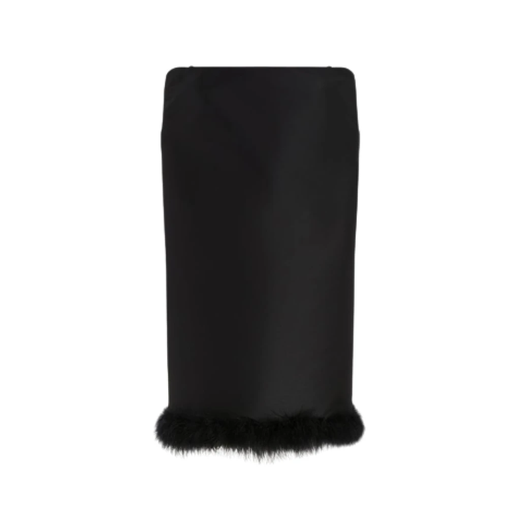 SPORTMAX Zwarte strapless mini jurk met veren afwerking Black Dames
