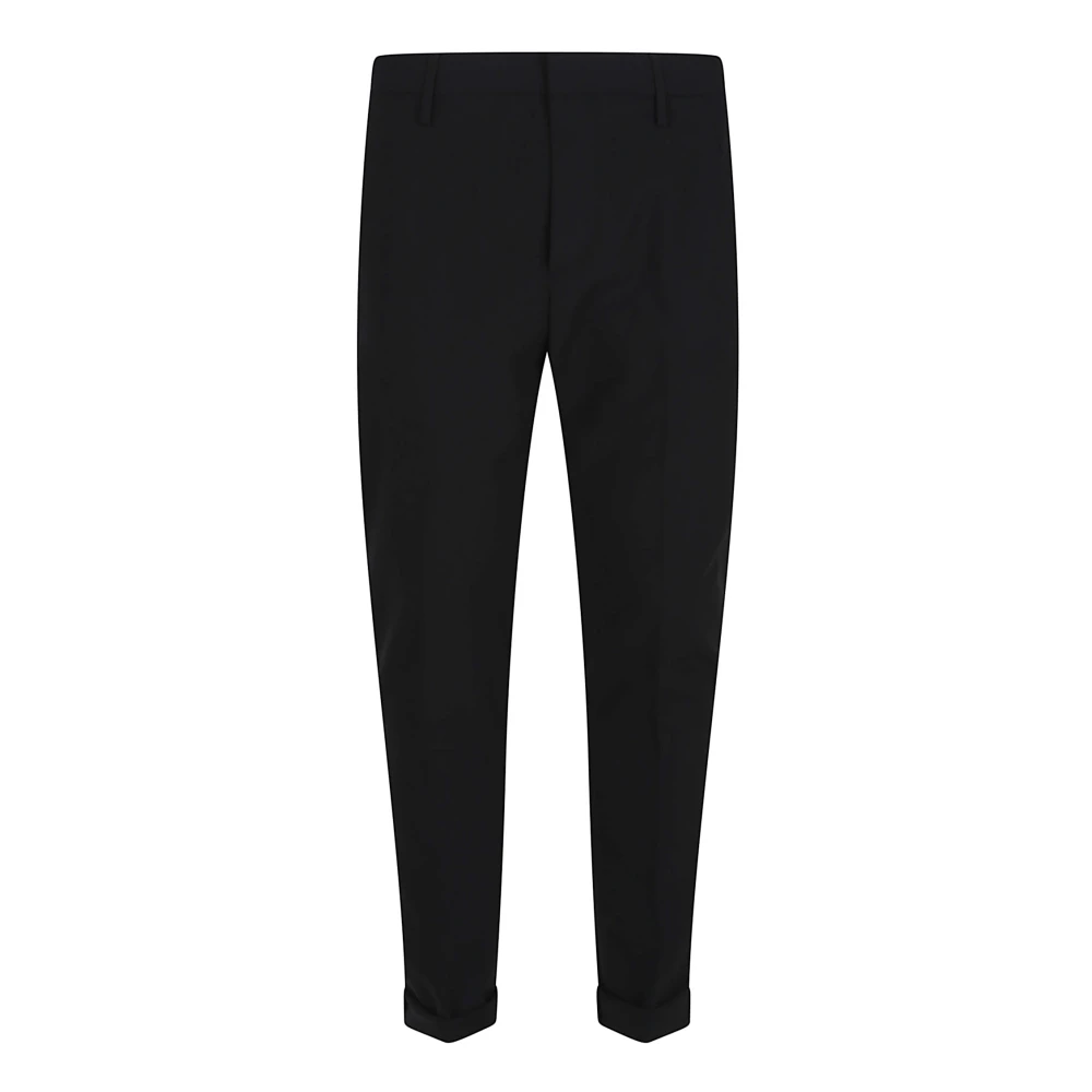 Dondup Men's Black Slim-Fit Trousers, W33, Stylish Wool Blend Trousers