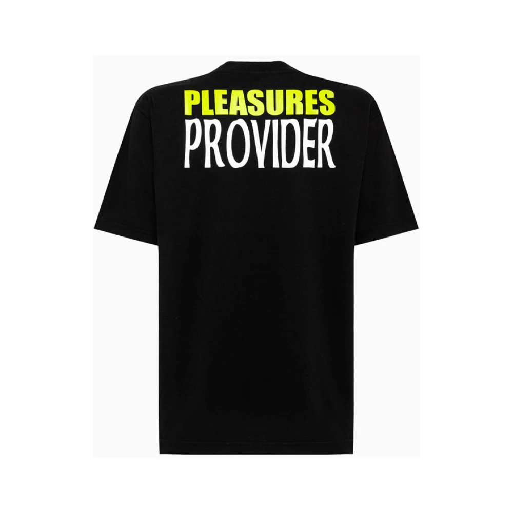 Pleasures Effengekleurd Katoenen T-Shirt met Print aan de Voorkant en Achterkant Black Heren