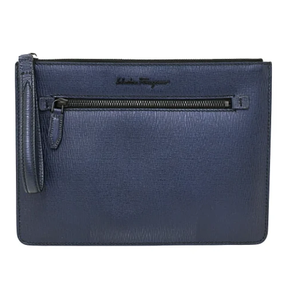 Salvatore Ferragamo Pre-owned Leather clutches Blue Heren