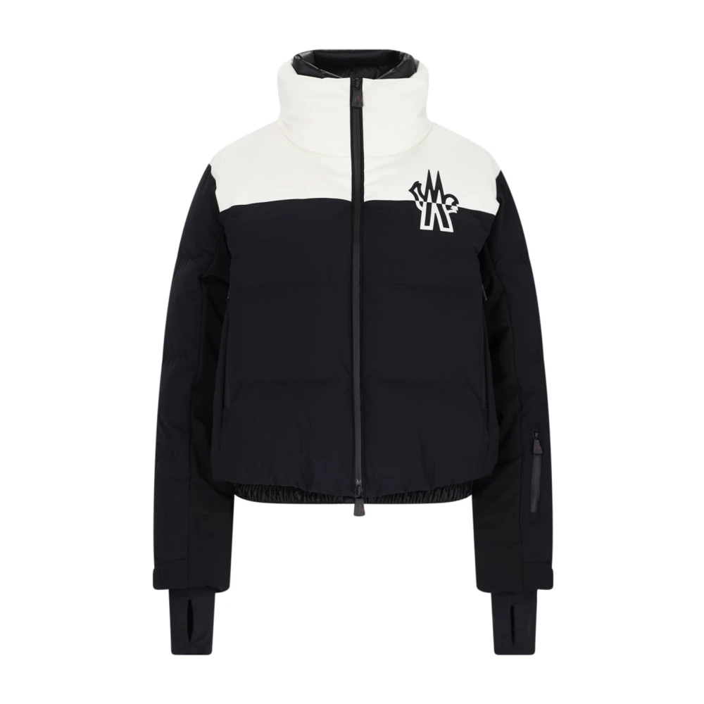 Moncler Witte gewatteerde jas met afneembare capuchon Blue Dames