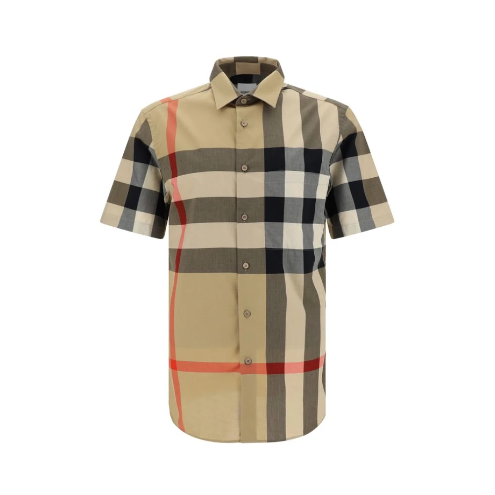 Burberry Katoenen overhemd met ruitpatroon Beige Heren