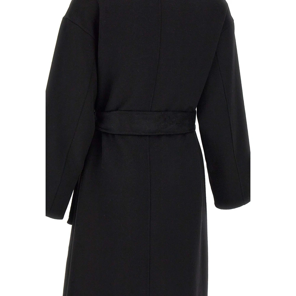 Liu Jo Zwarte Wolmix Shawl Kraag Jas Black Dames