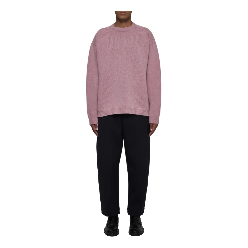 Studio Nicholson Chunky Gebreide Lamswol Trui Pink Heren