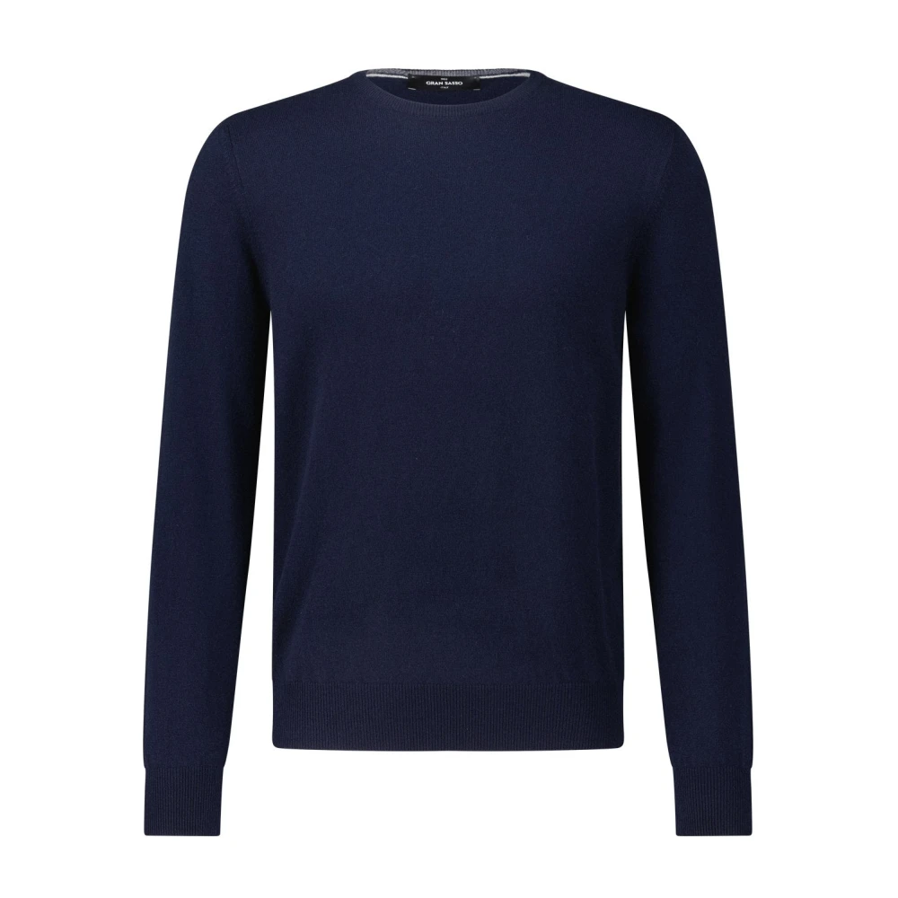 Gran Sasso Cashmere Trui Essentieel Ronde Hals Blue Heren
