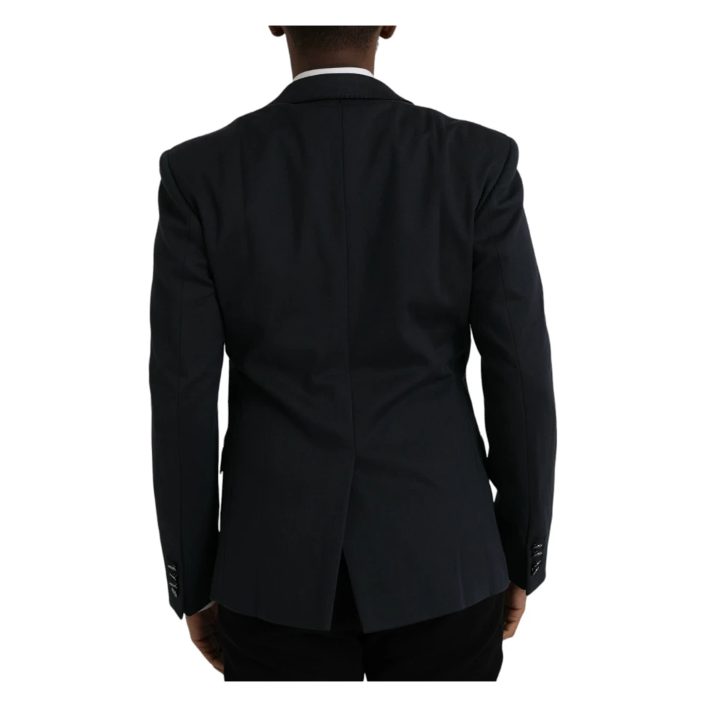 Dolce & Gabbana Donkerblauwe Single Breasted Katoenen Blazer Blue Heren