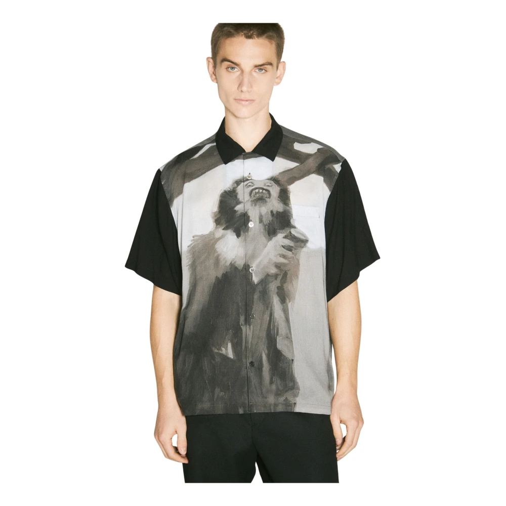 Undercover Grafische Print Satijnen Overhemd Black Heren