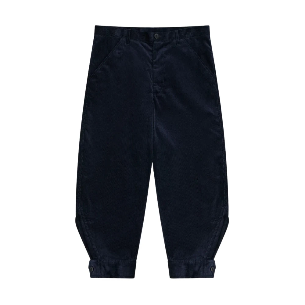 Comme des Garçons Blauwe Corduroy Broek met Manchetten Blue Heren