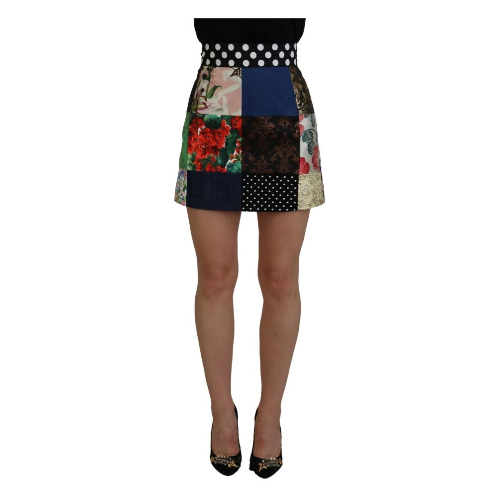 Dolce & Gabbana Women's Multicolor Majolica Patchwork Mini Skirt