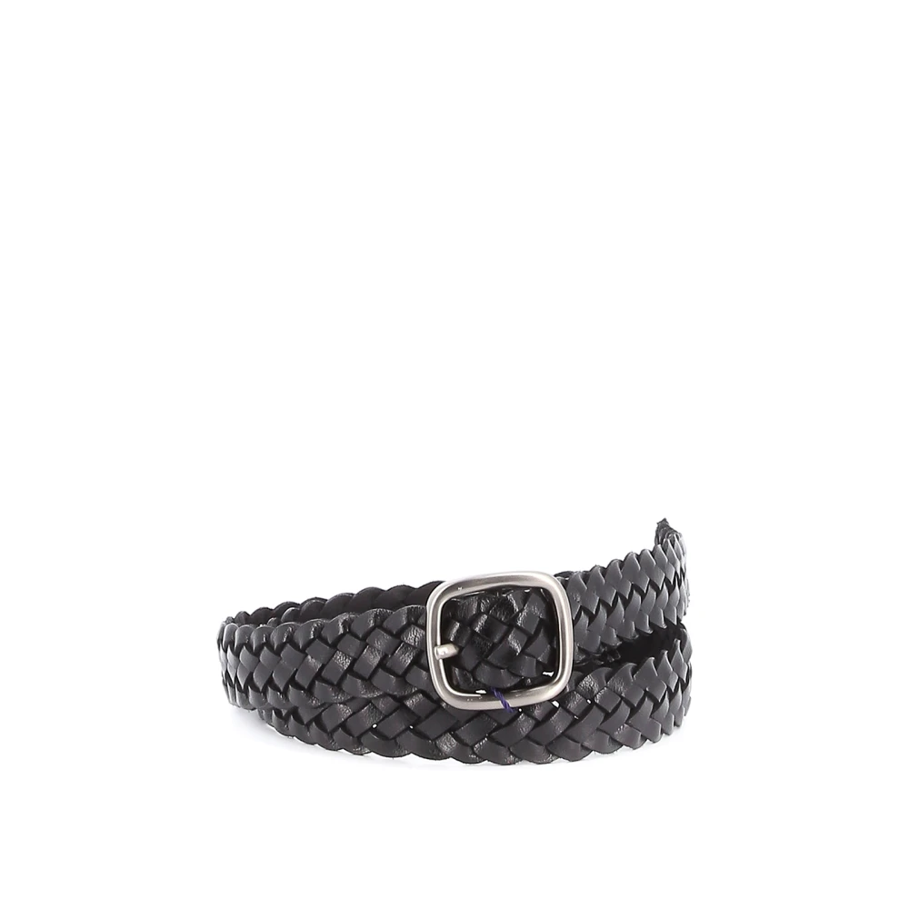Anderson's Zwart Gevlochten Leren Riem Black Heren