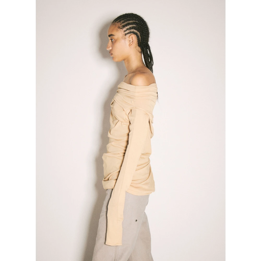 Entire Studios Off-Shoulder Gedrapeerde Top Beige Dames