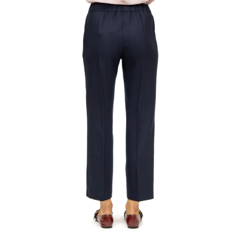 Semicouture Blauwe Flanellen Broek met Elastische Taille Blue Dames