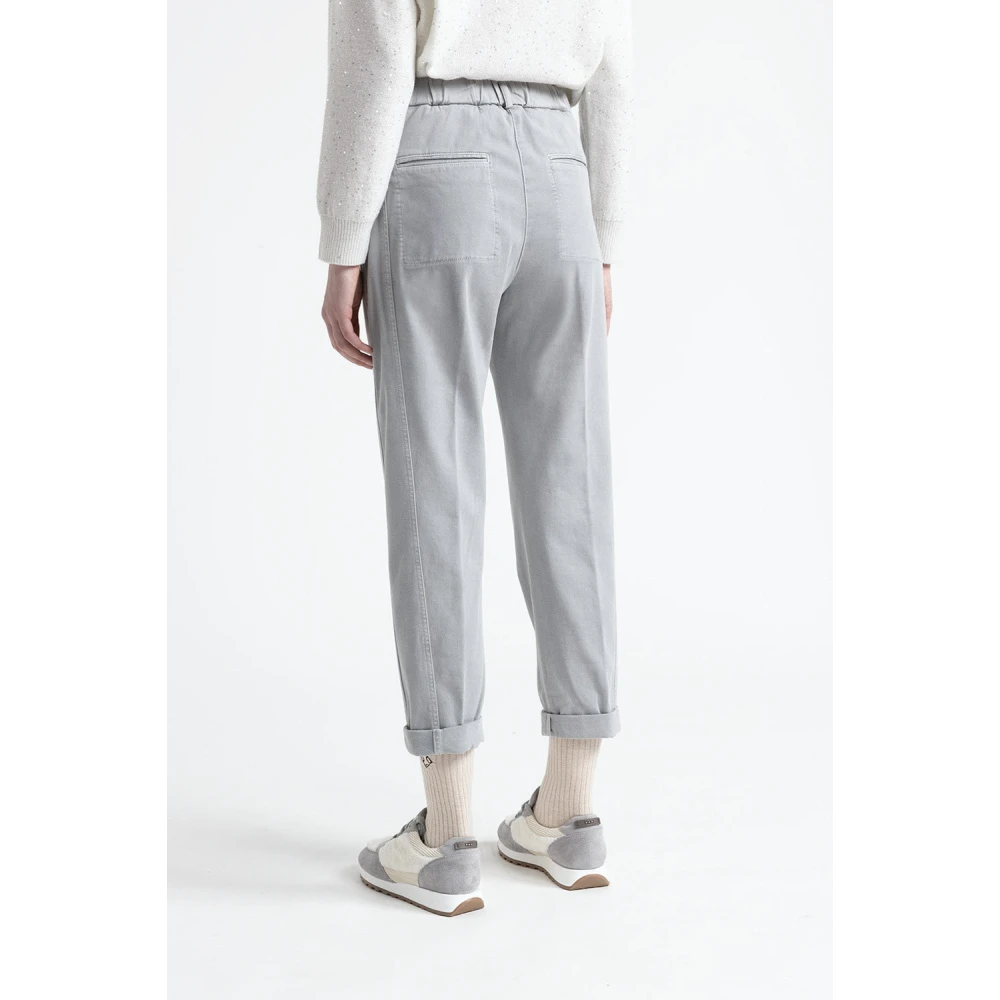 PESERICO Katoenen gabardine wortelbroek Gray Dames