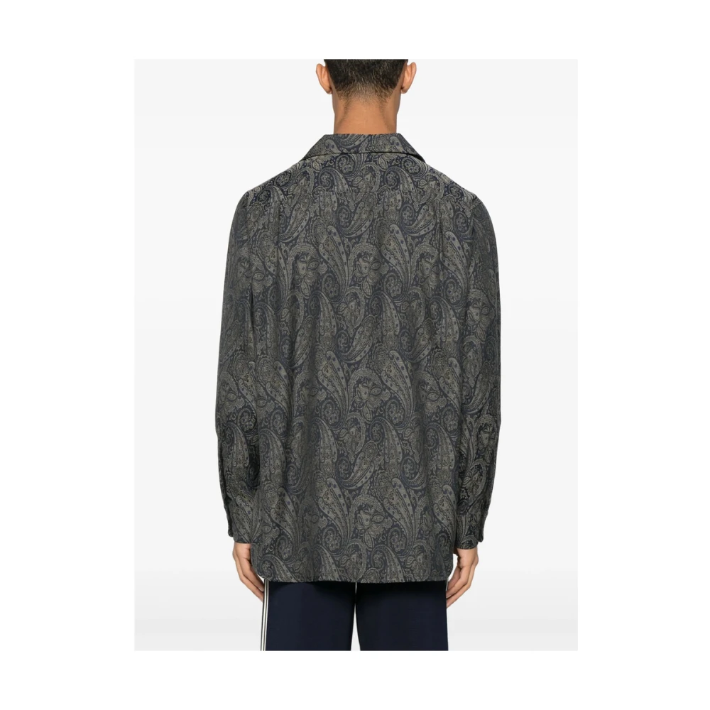 Needles Navy Blue Camp Kraag Shirt Blue Heren