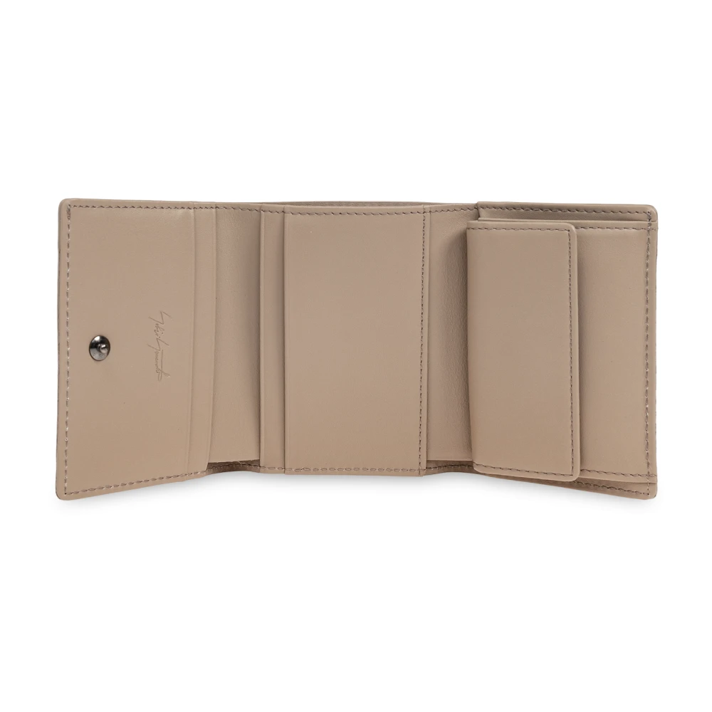 Yohji Yamamoto Leren portemonnee uit de Discord-collectie Beige Unisex