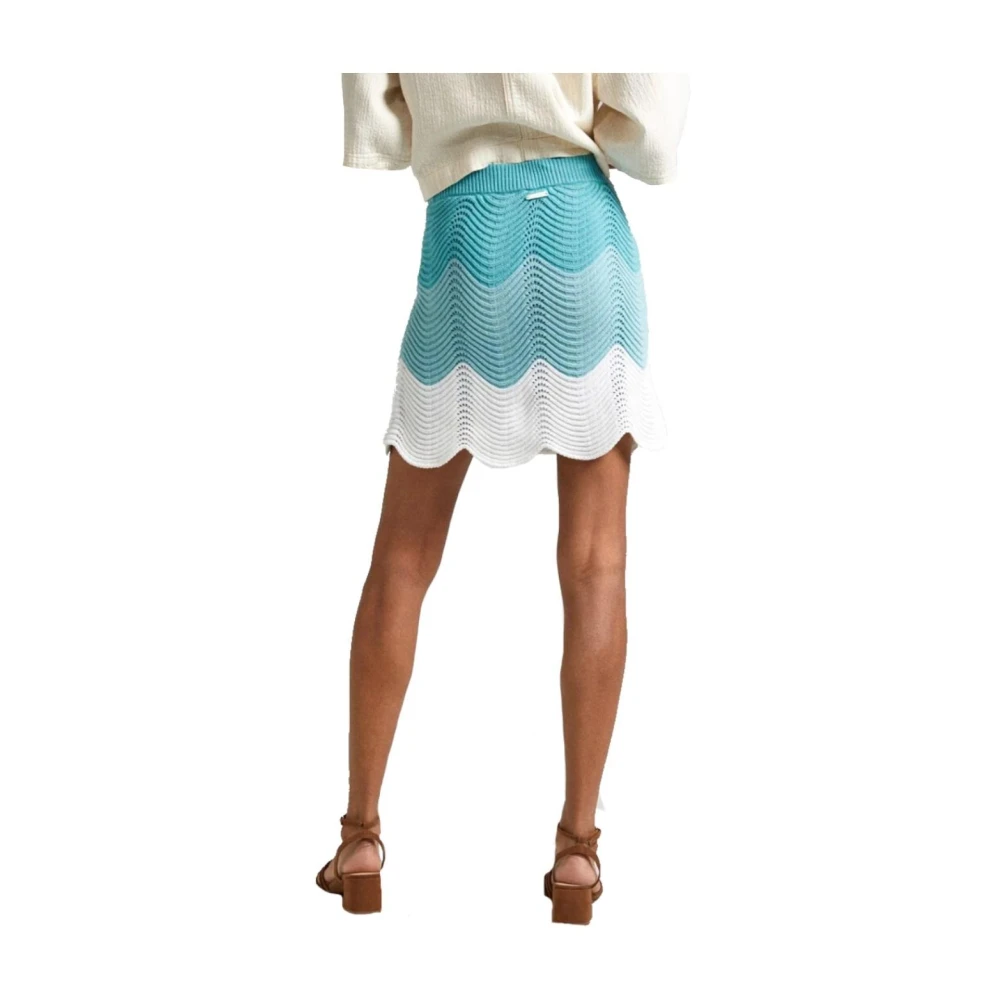 Pepe Jeans Elegante Gehaakte Rok Blue Dames