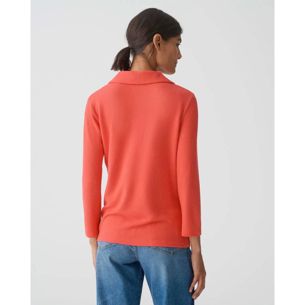Opus Korte Mouw Top Slokina Red Dames