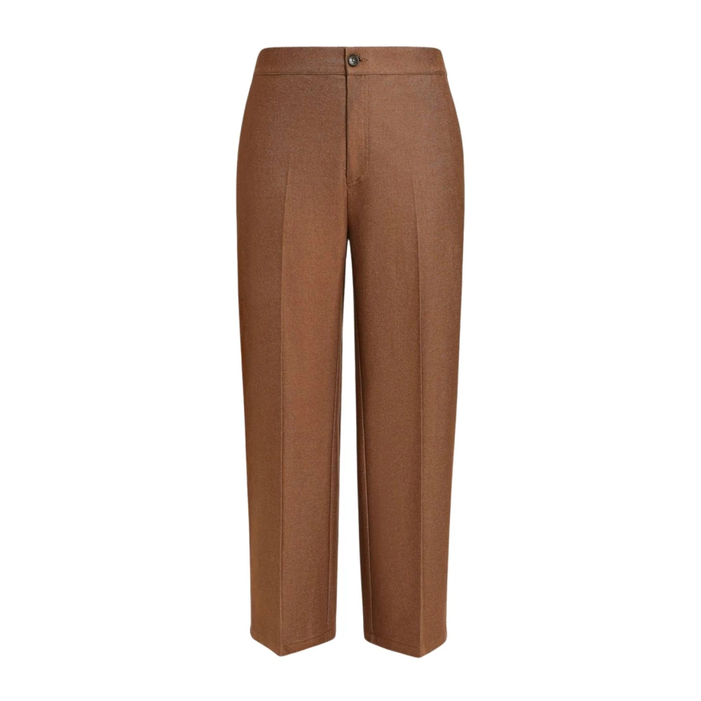 Marina Rinaldi Katoenmix Broek met Denim Afwerking Brown Dames