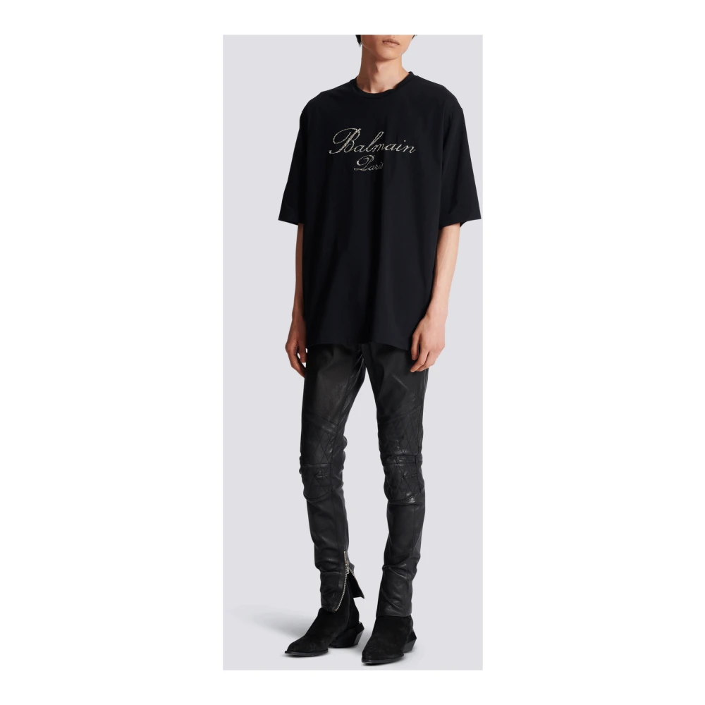 Balmain Signature T-shirt met borduursel Black Heren