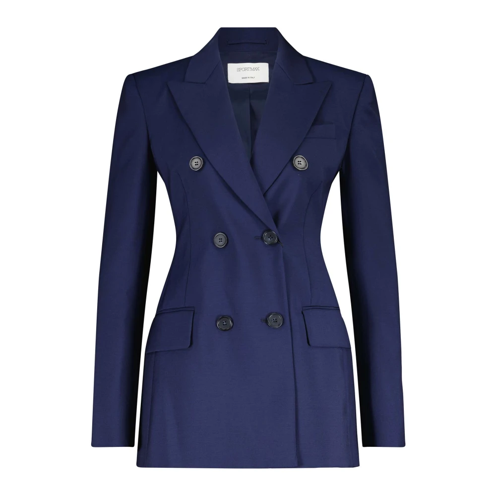 SPORTMAX Elegante Wollen Blazer met Klassieke Details Blue Dames