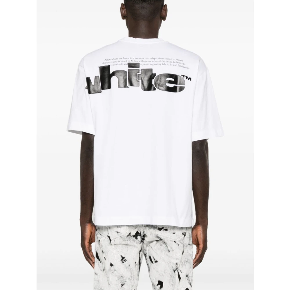 Off White Witte katoenen T-shirt White Heren