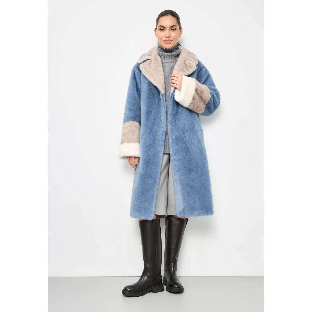 Cesare Gaspari Schitterende Kristal Nep Bontjas Blauw Blue Dames