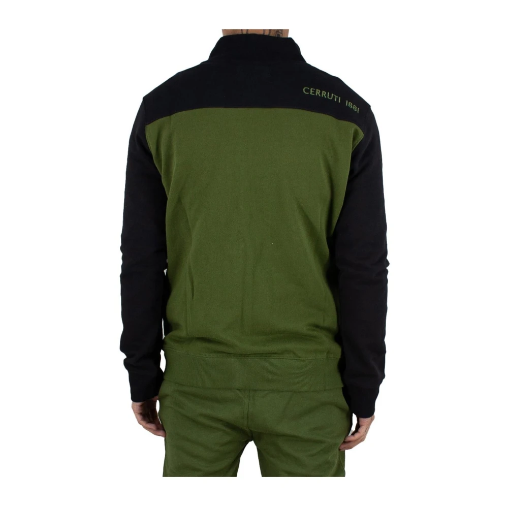 Cerruti 1881 Zwarte Zip Sweater Argeles Green Heren