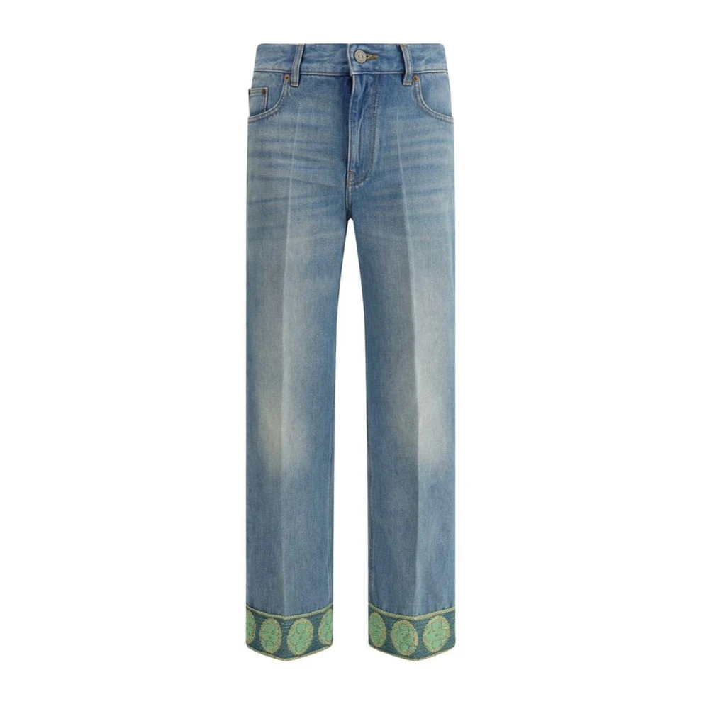 Valentino Blauwe Denim Jeans met Omgeslagen Manchetten Blue Dames