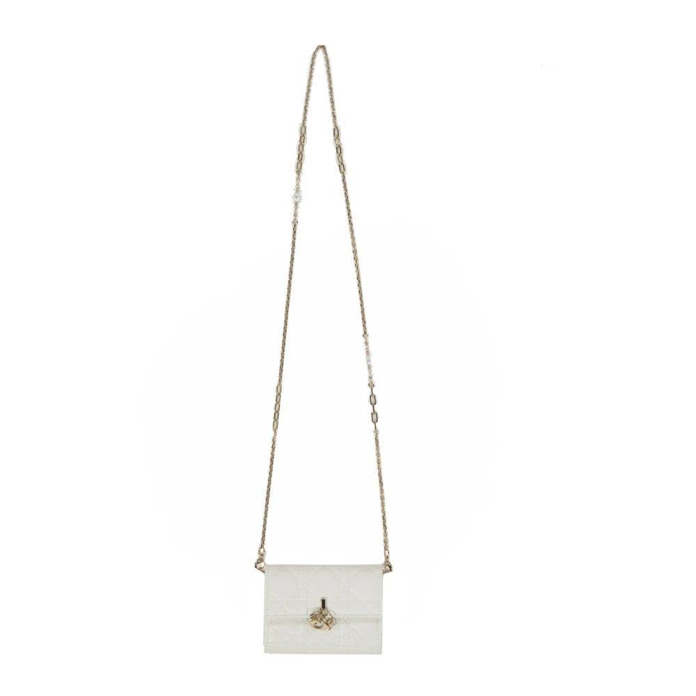 Dior Stijlvolle Mini Portemonnee met Kettingband White Dames