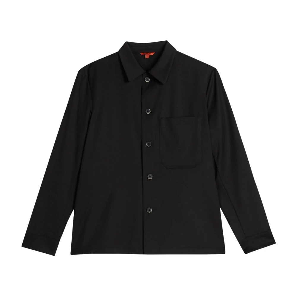 Barena Venezia Men's Black Button-Up Overshirt With Patch Pocket