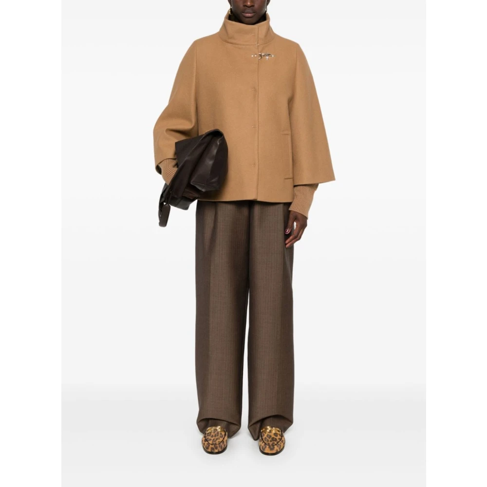 Fay Beige Wollen Blend Gevilte Jas Beige Dames