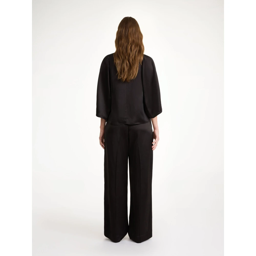 By Malene Birger Glanzende Zwarte Blouse met Zijsplitten By Herenne Birger Black Dames