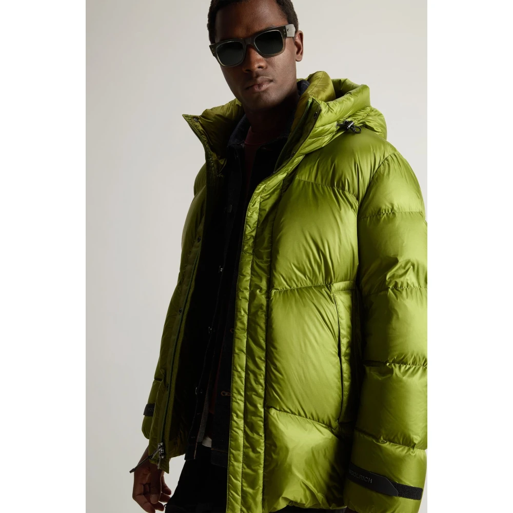 Woolrich Zuur Groene Nylon Pufferjas Green Heren